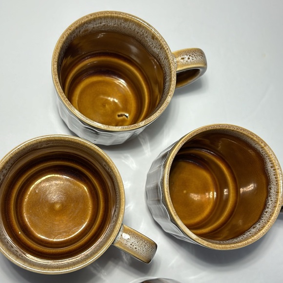 4 Stackable Drip Glaze Coffee Mugs Japan Brown Ceramic 6 OZS 3 1/2”H Set Of 4 - Picture 4 of 15